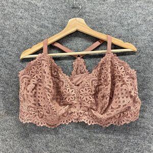 Auden. Bralette Bra Women 3X Plus Pink Geometric Lace Wireless Lined Pullover